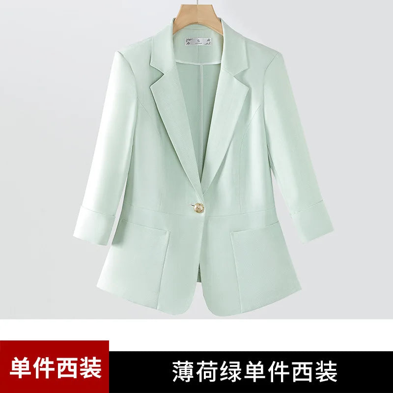 Casual Suit Set for Women, Summer Thin Style, High-End Feel, Petite Commuter, Professional and Elegant High-End Business Formal