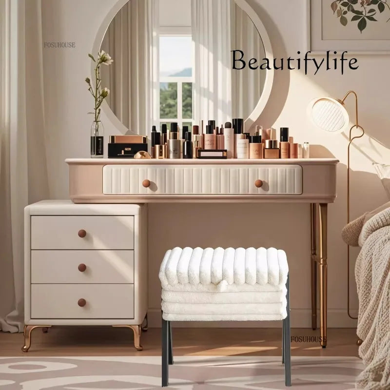 Bedroom Bench for Household Furniture Luxury High-end Girl Bedroom Dressing Table Stool Makeup Artist Special Stool with Storage
