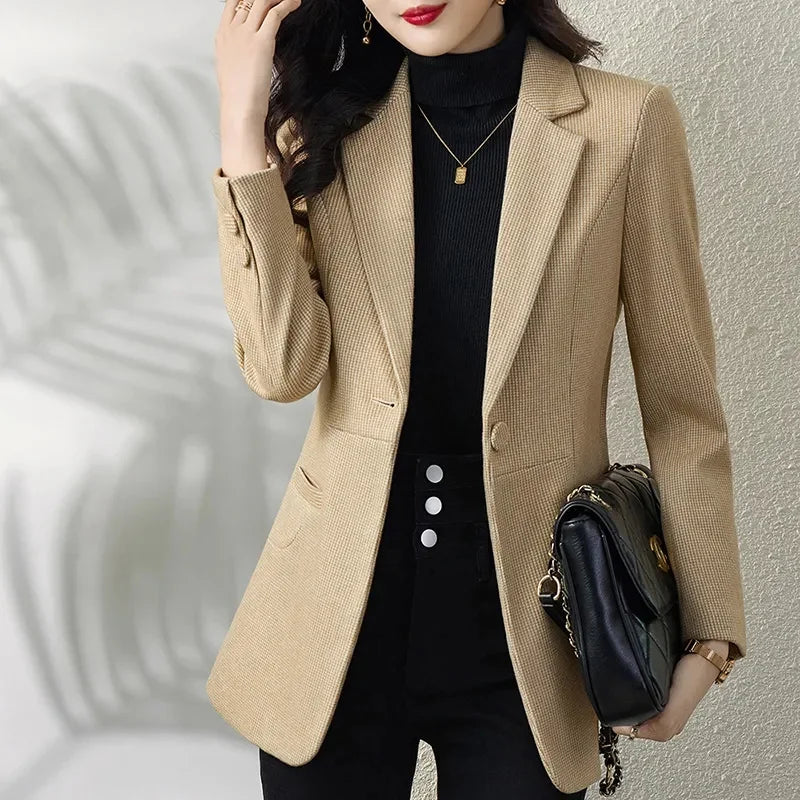I DO: 01-17 08:10:13 Women's Business Suit Jacket for Spring and Autumn Female Interview Dress Suit Office Work Clothes Fashion