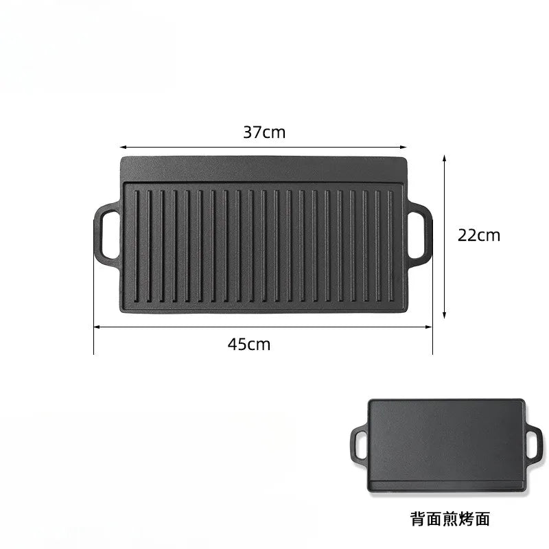 Outdoor Camping Barbecue Plate Korean Barbecue Plate Double-sided Teppanyaki Fried Steak Gas Induction Cooker Baking Tray