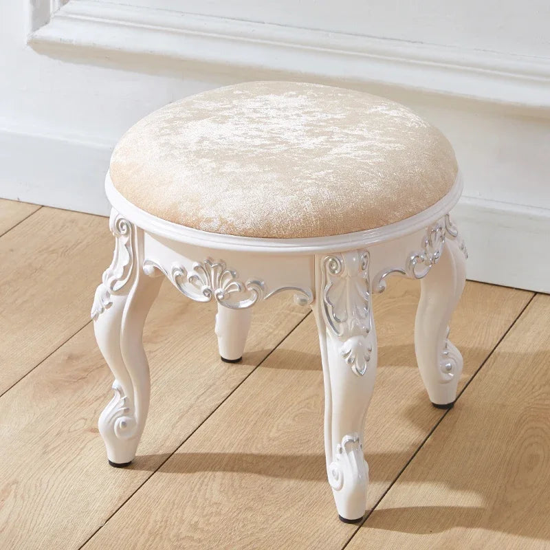 European style low stool modern bedroom stool off-white Hallway ottoman vanity chair makeup Footrest Interior home furniture