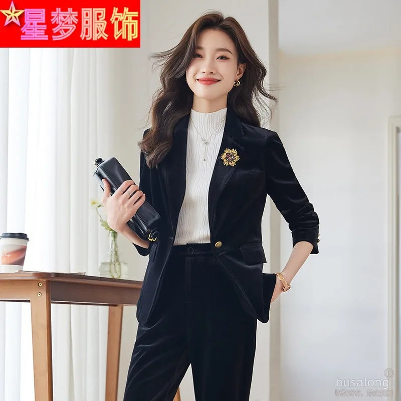 Business White-collar Sales Suit Executive President Workwear Hotel Velvet Professional Women's Suit Formal Suit