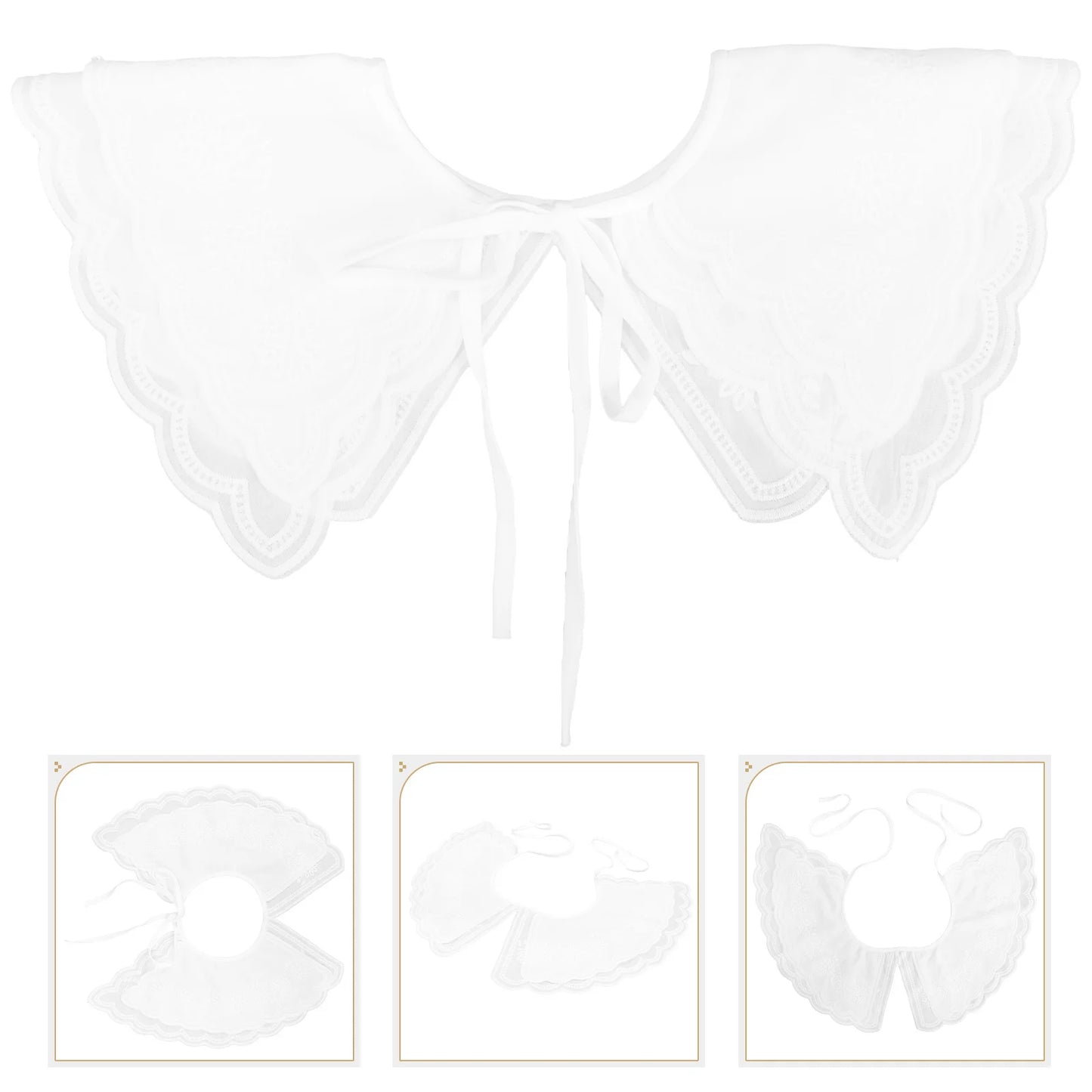 Exquisite Lace False White Stretchy Fashion Neckline Accessory For Women Wedding Party Wear Compatible With T-Shirts Sweaters