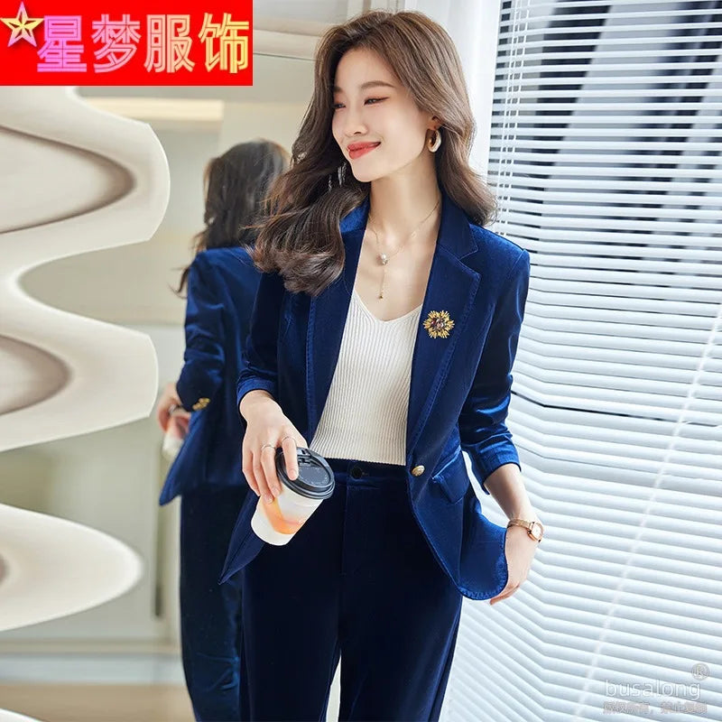 Business White-collar Sales Suit Executive President Workwear Hotel Velvet Professional Women's Suit Formal Suit