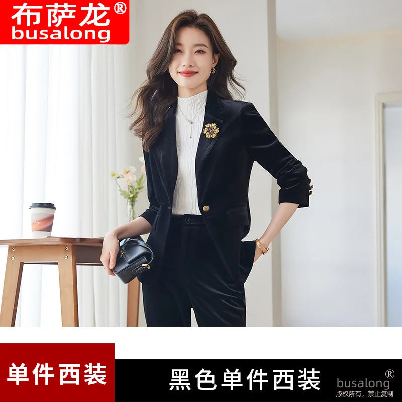 Business White-collar Sales Suit Executive President Workwear Hotel Velvet Professional Women's Suit Formal Suit