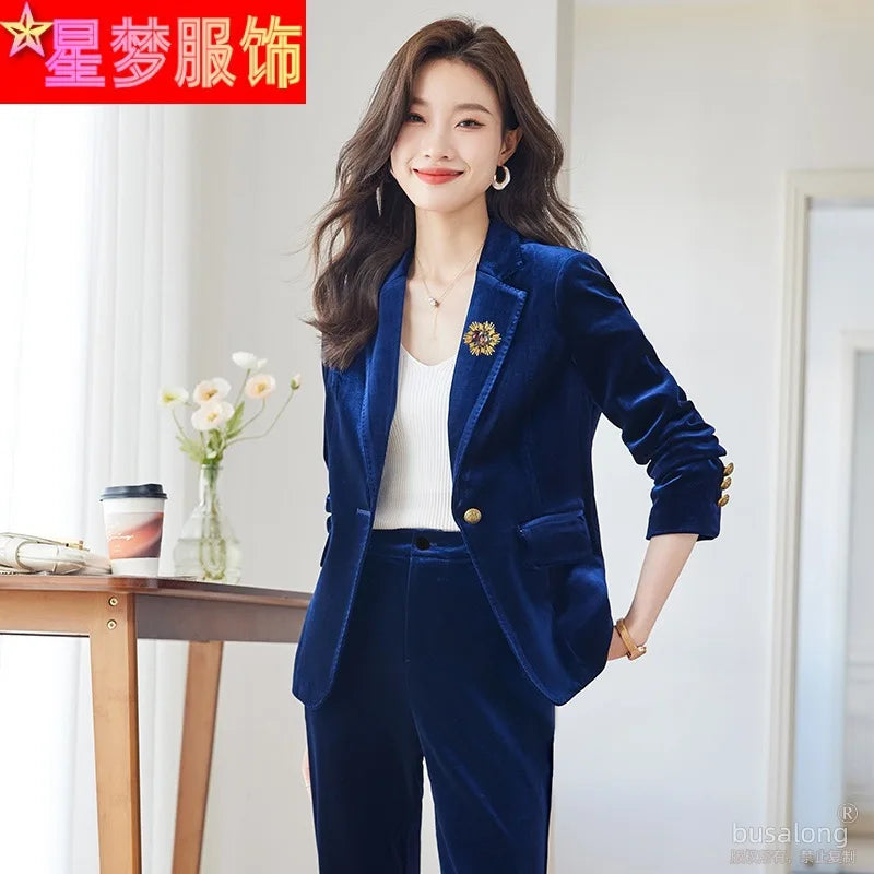 Business White-collar Sales Suit Executive President Workwear Hotel Velvet Professional Women's Suit Formal Suit