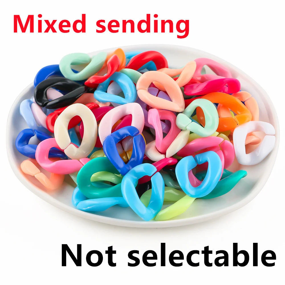30pcs/lot Colorful Acrylic Link Chain Clasp Open Buckle Beads For Jewelry Making DIY Necklace Clothing Bag Chains Accessories