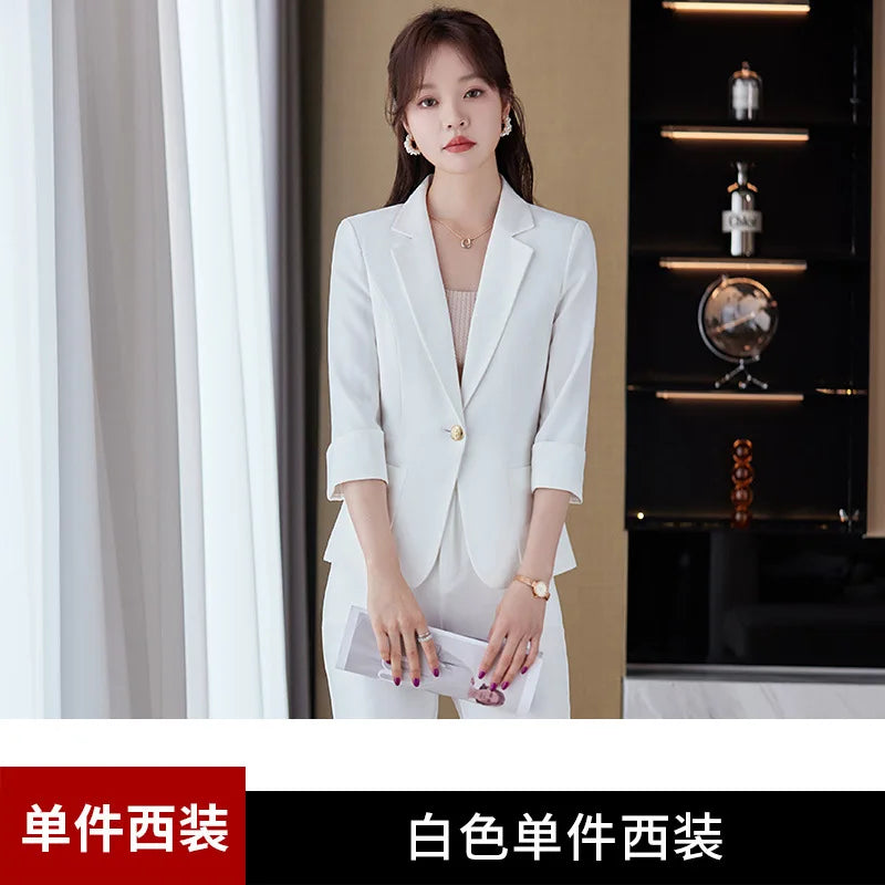Casual Suit Set for Women, Summer Thin Style, High-End Feel, Petite Commuter, Professional and Elegant High-End Business Formal