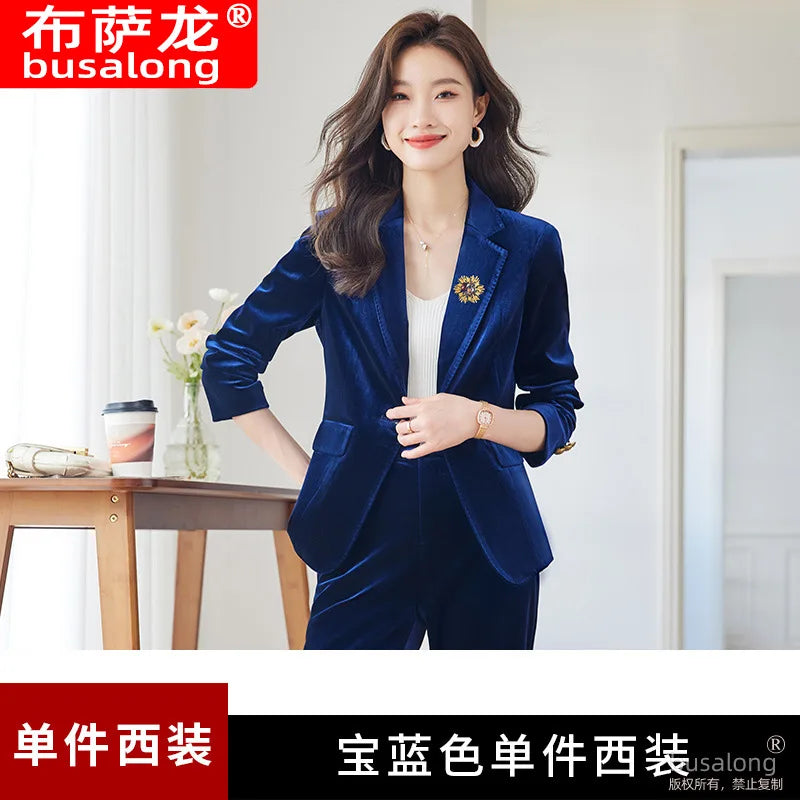 Business White-collar Sales Suit Executive President Workwear Hotel Velvet Professional Women's Suit Formal Suit