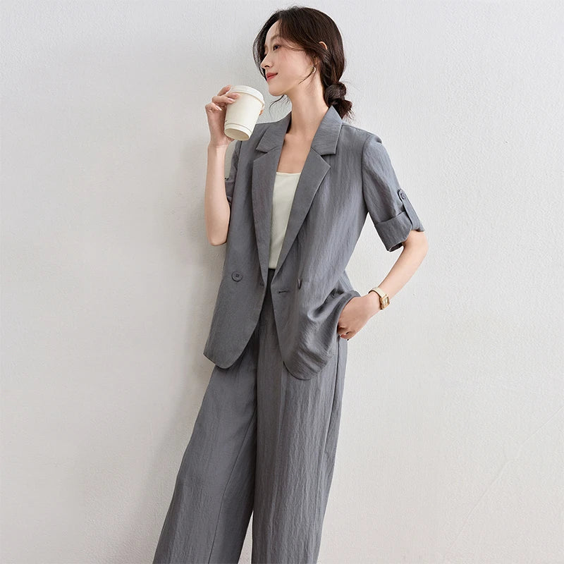 SENTUBILA Two-piece Ladies Set 2025 New Collection Women's Linen Pleated Pants Suits Summer Woman Outfit Clothing Sets 152ZE1846