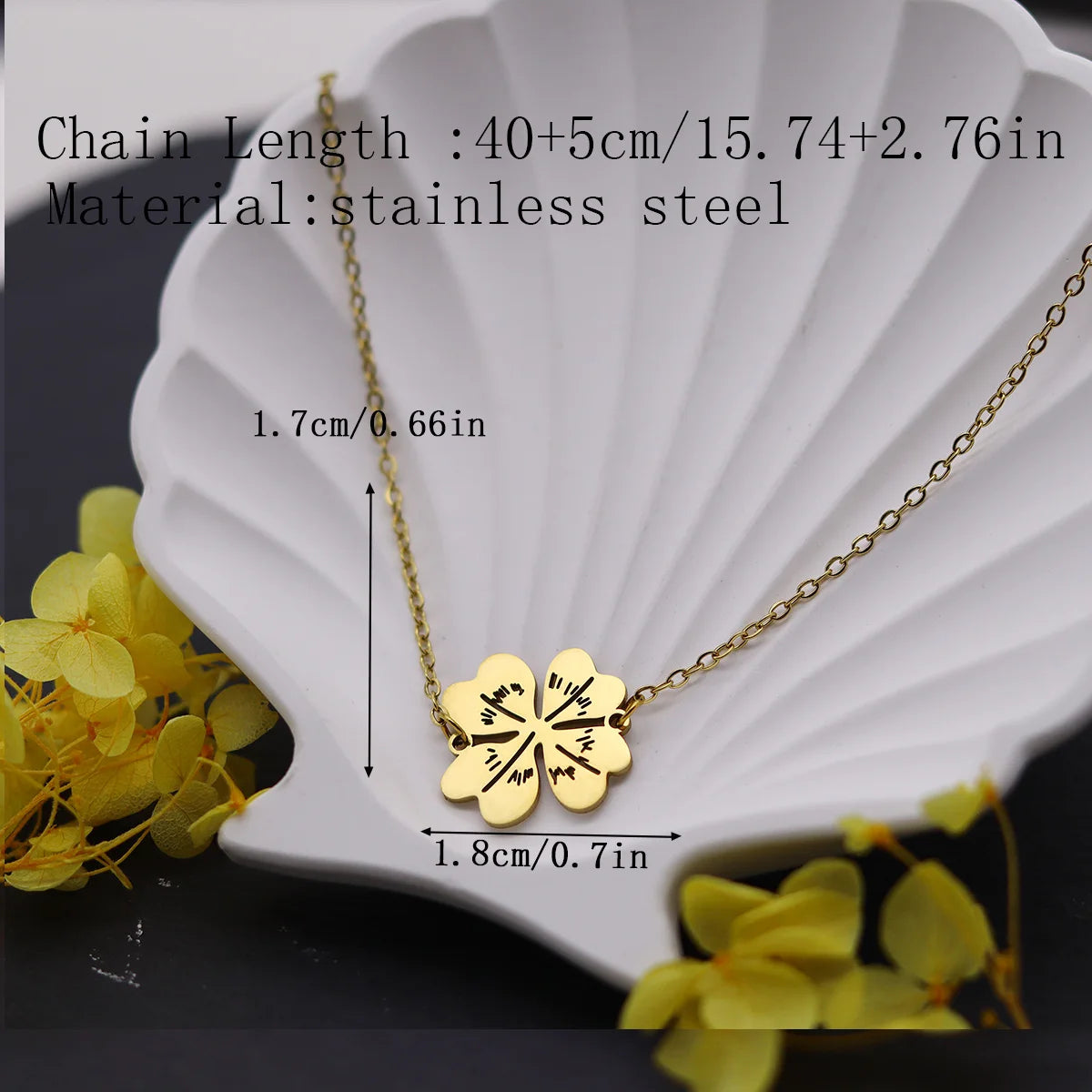 Kinitial Stainless Steel Necklace For Women Man Lover's Flower Leaves Gold Color Pendant Necklace Engagement Jewelry