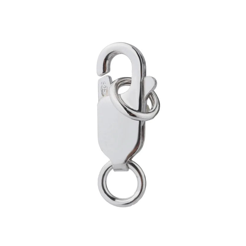 2pcs Real Pure Solid 925 Sterling Silver Lobster Clasp Hook Claw Buckle With Double Sealed Ring Connector Jewelry Findings