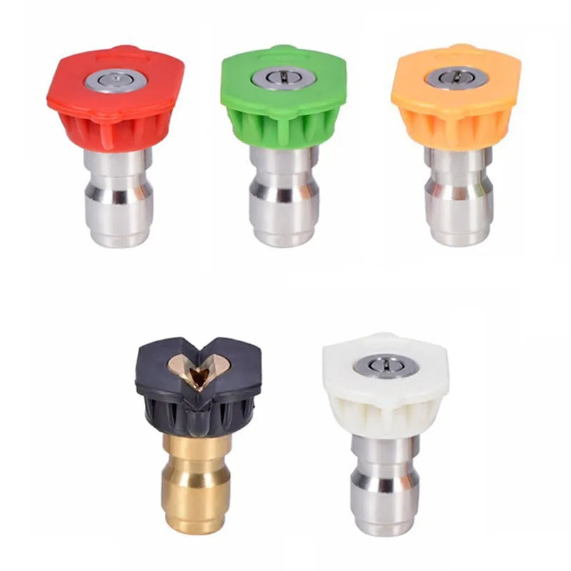 5pcs/Set Quick Connector Car Washing Nozzles Metal Jet Lance Nozzle High Pressure Washer Spray Nozzle
