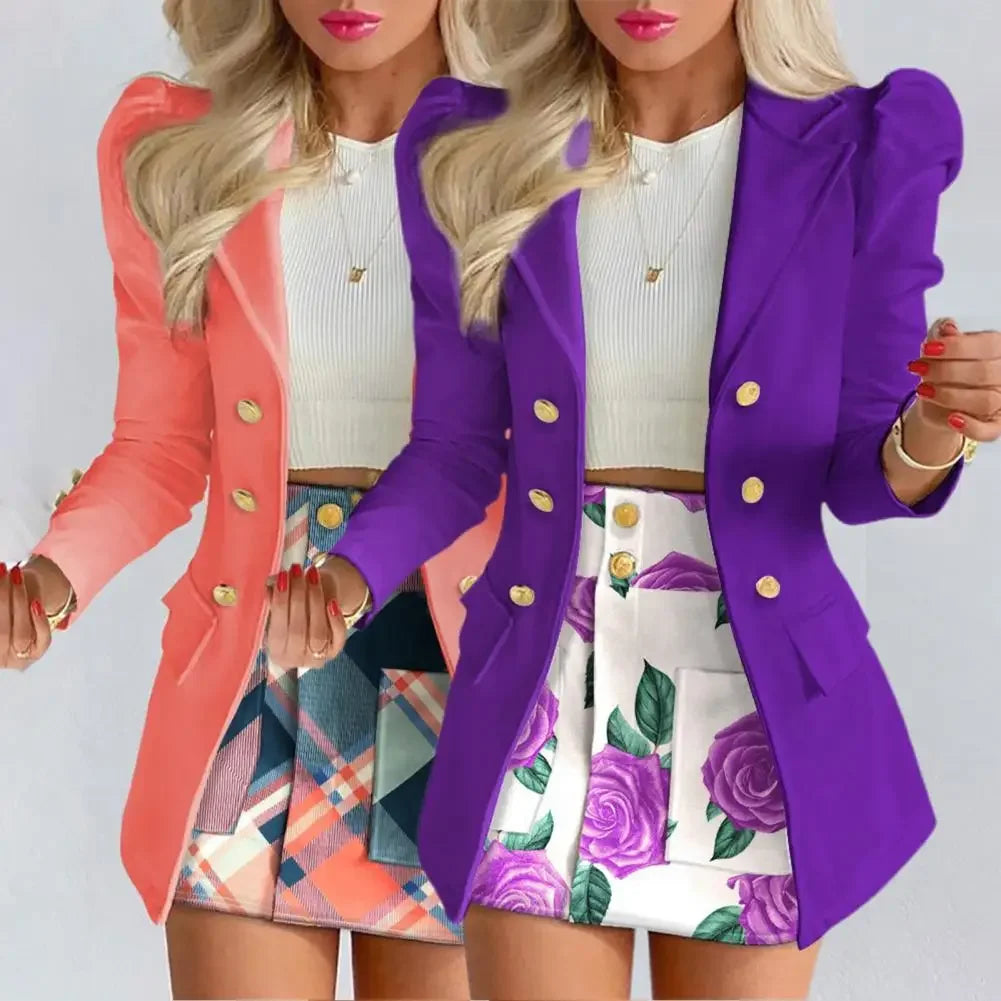 CPSYMYM Women's Spring Long Sleeve Solid Color Jacket With Mini Skirt Two-piece Suit Tailleur Femme Blazer And Set Dress Free Sh