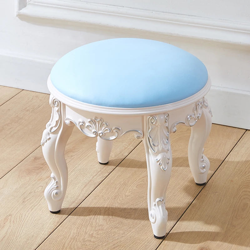 European style low stool modern bedroom stool off-white Hallway ottoman vanity chair makeup Footrest Interior home furniture