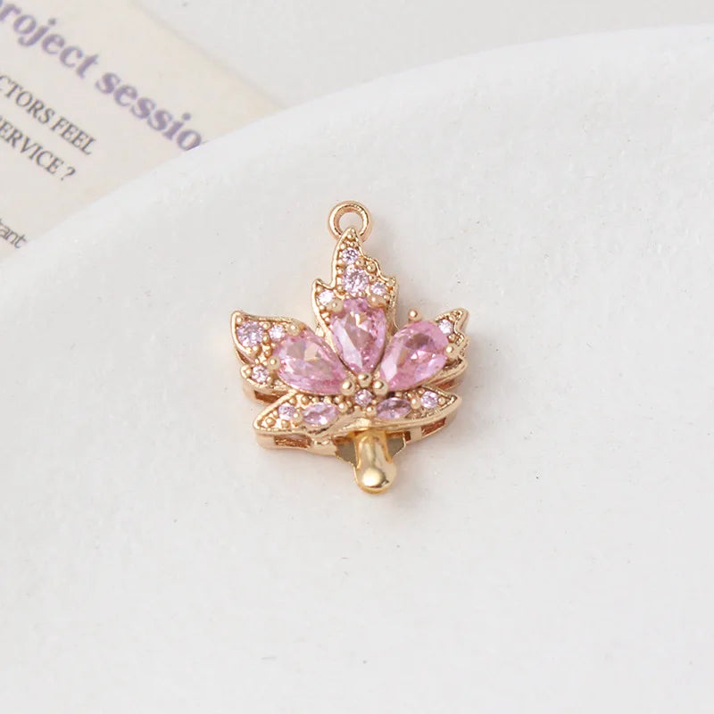 2 Sets 18K Gold Plated Brass Leaf Filigree Necklace Clasps Rhinestone Box Strand for DIY Bracelet Connectors Jewelry Making