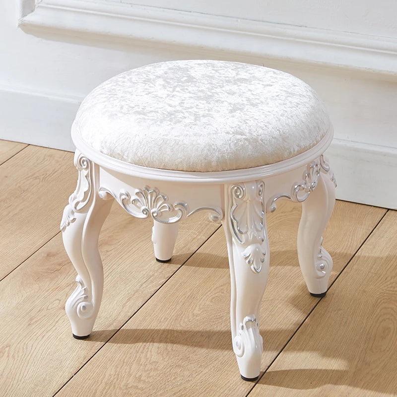 European style low stool modern bedroom stool off-white Hallway ottoman vanity chair makeup Footrest Interior home furniture