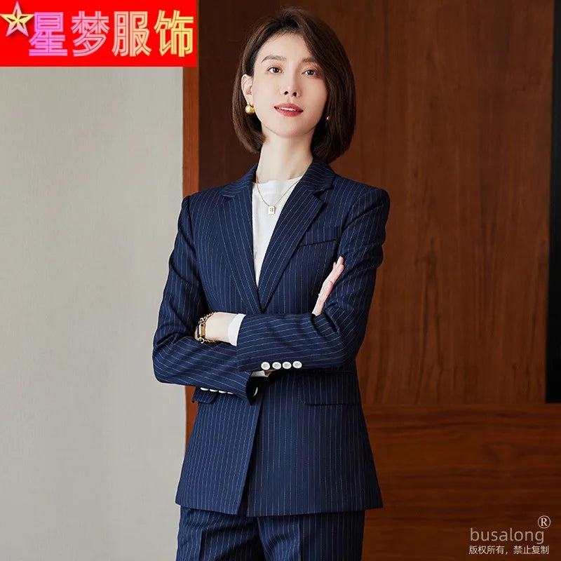 2023Spring and Autumn Long SleeveOLProfessional Women's Suit Blazer and Pants Business Formal Wear Elegant Fashion Set Workwear