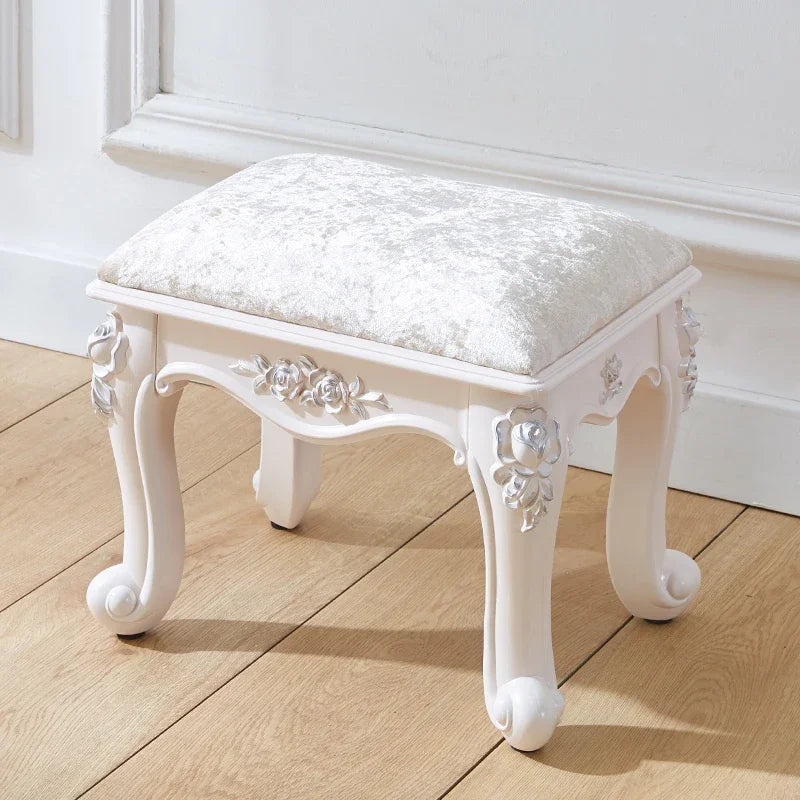European style low stool modern bedroom stool off-white Hallway ottoman vanity chair makeup Footrest Interior home furniture