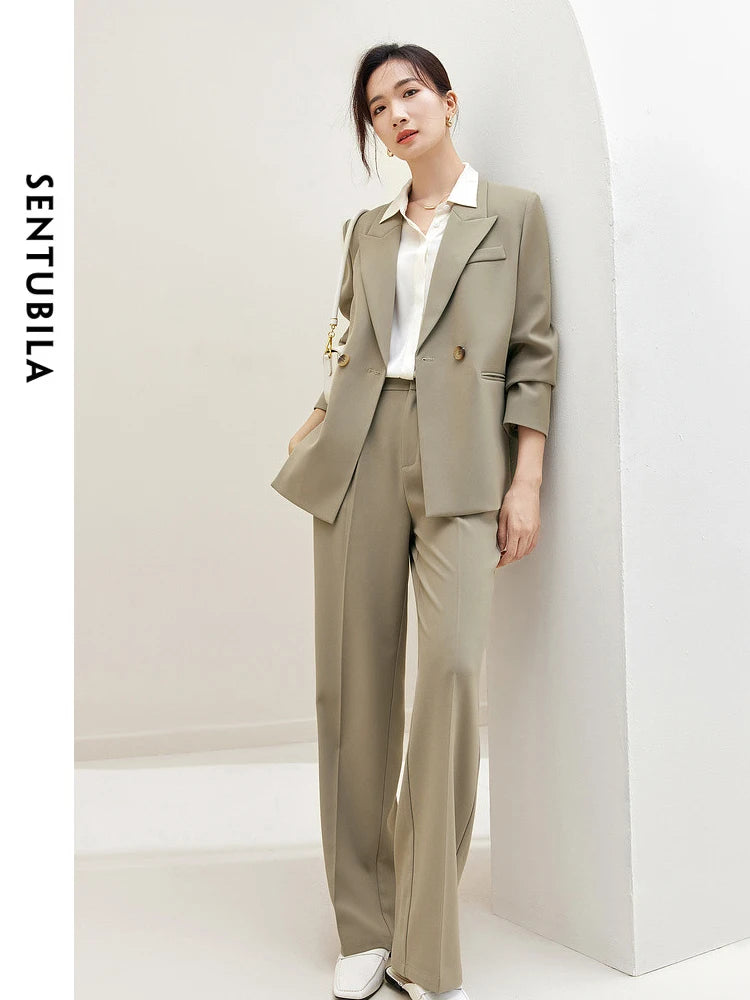 SENTUBILA Blazer Pant Suit Two Piece Set For Women Business Work Outfits 2025 Autumn Elegant Fashion Clothing Sets 133Z49975