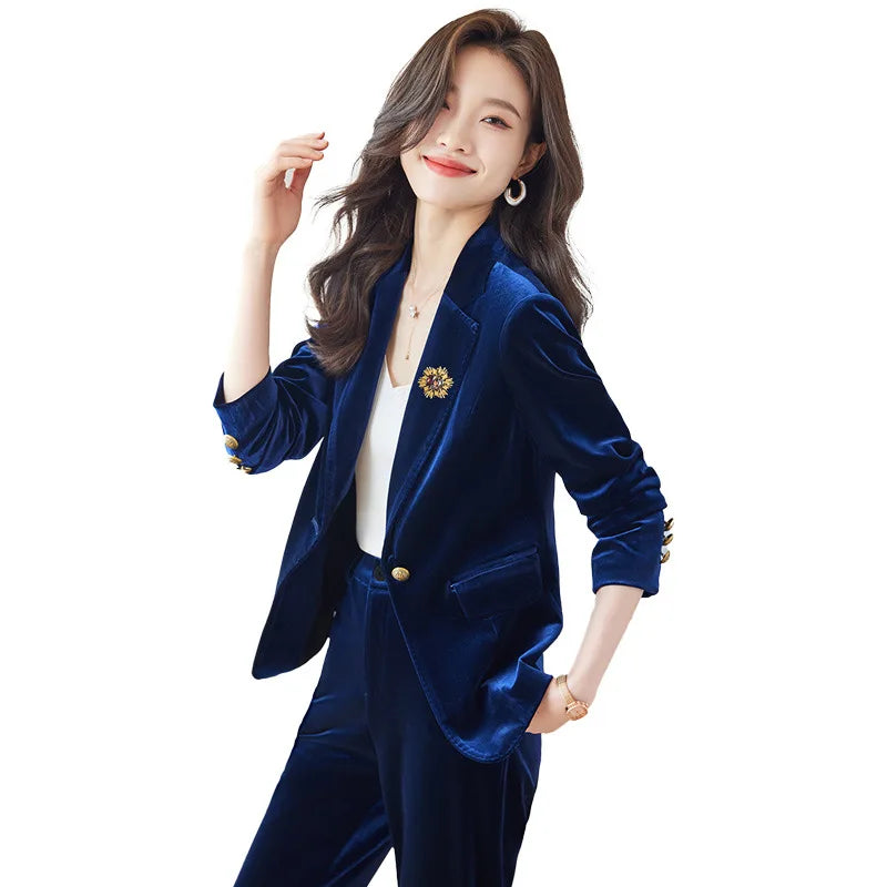 Business White-collar Sales Suit Executive President Workwear Hotel Velvet Professional Women's Suit Formal Suit