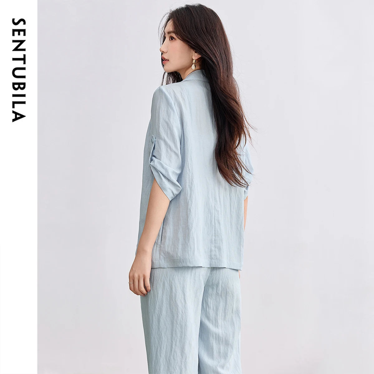 SENTUBILA Two-piece Ladies Set 2025 New Collection Women's Linen Pleated Pants Suits Summer Woman Outfit Clothing Sets 152ZE1846