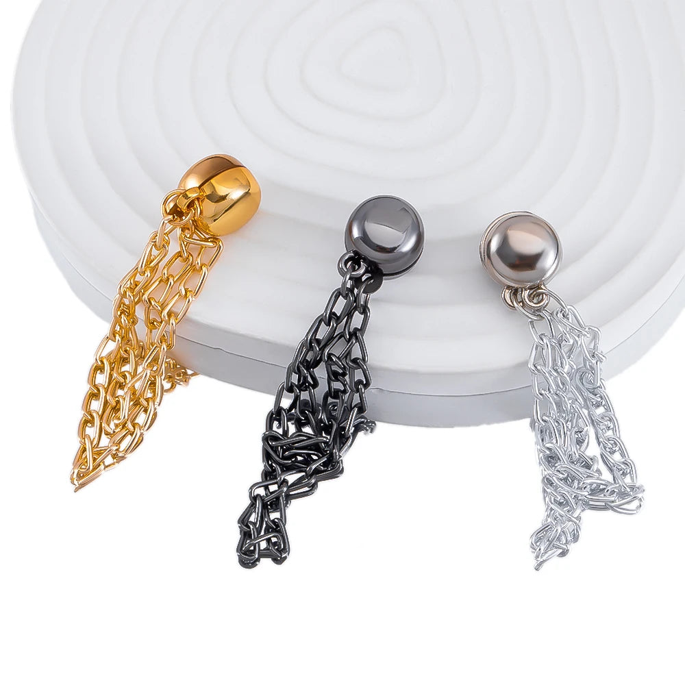 1pc 2pcs 4pcs 8pcs Tuck Waist Design Metal Chain Magnetic Buckle Long Pant Sleeve Shorten Free-suturing Fixed Alloy Brooch Strap