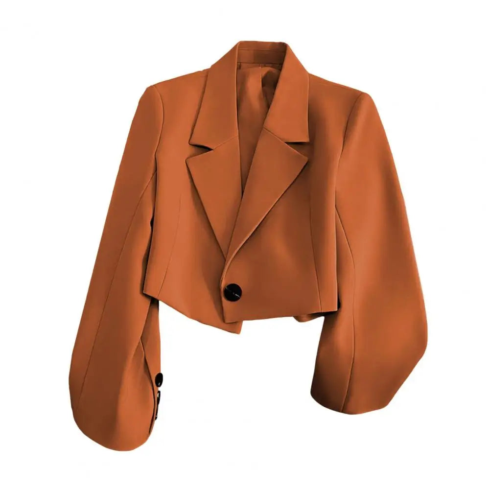 Casual Business Style Suit Coat Solid Color Suit Coat Elegant Women's Lapel Suit Coat with Single Button Closure Long for Casual