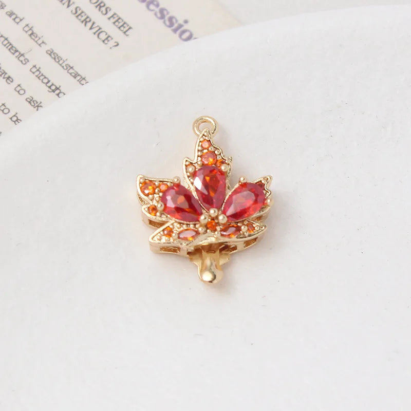 2 Sets 18K Gold Plated Brass Leaf Filigree Necklace Clasps Rhinestone Box Strand for DIY Bracelet Connectors Jewelry Making