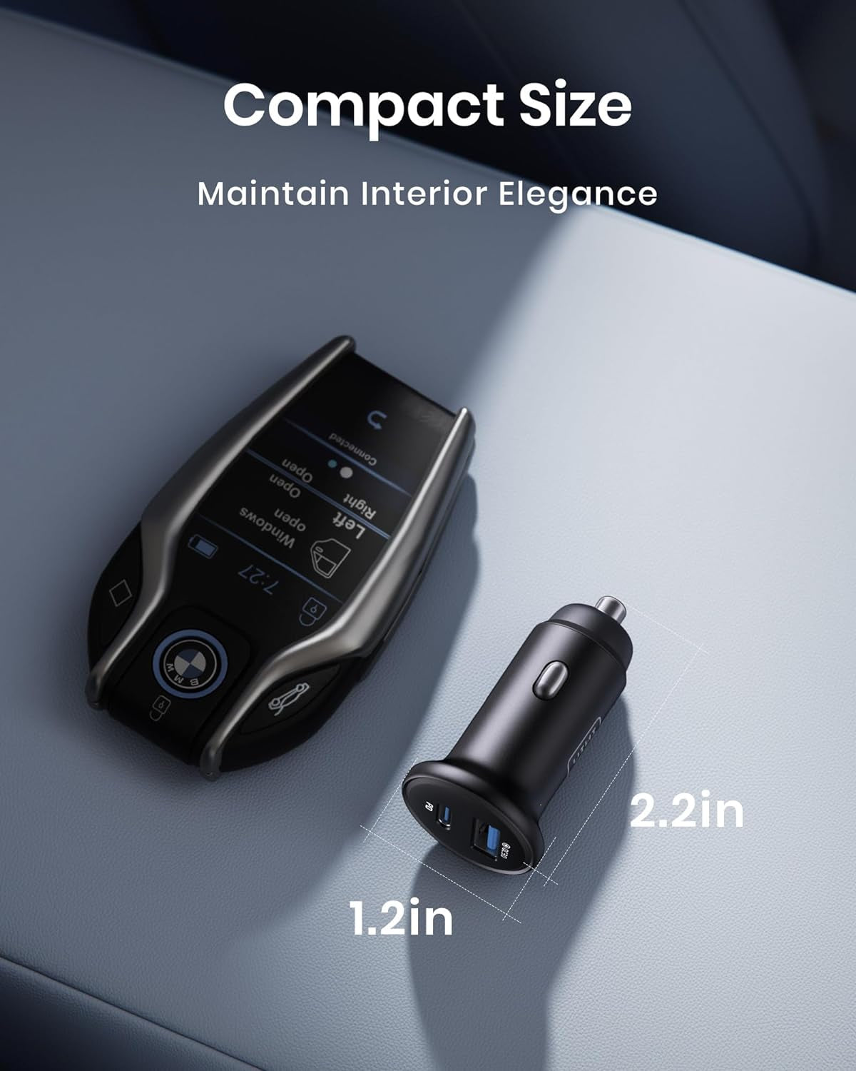 USB C Car Charger, 66W USB-C & USB-A Fast Charging Cigarette Lighter Adapter, Car Power Adapter PD QC3.0 Mini Car Phone Charger, for Iphone 17 16 15 Pro Max Samsung Galaxy S25 S24 S23, Ipad Pro