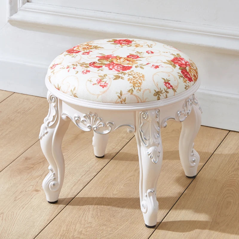 European style low stool modern bedroom stool off-white Hallway ottoman vanity chair makeup Footrest Interior home furniture