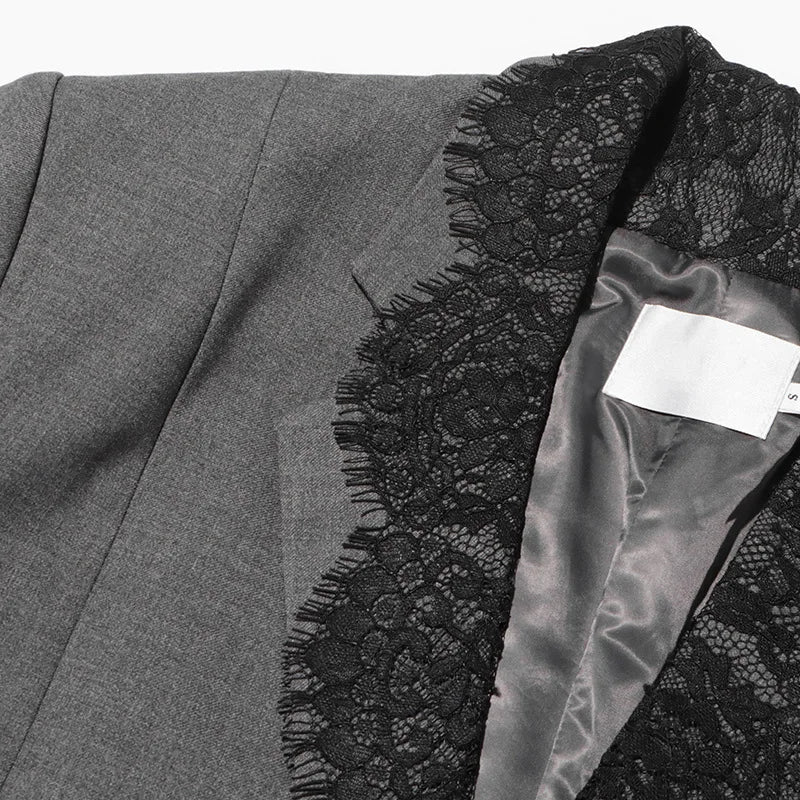 ZOCI Runway Look Women's Lace Patchwork Suit Jackets Notched Collar Female Blazers Fashion Design Coats Embroidery Tops 2024 New