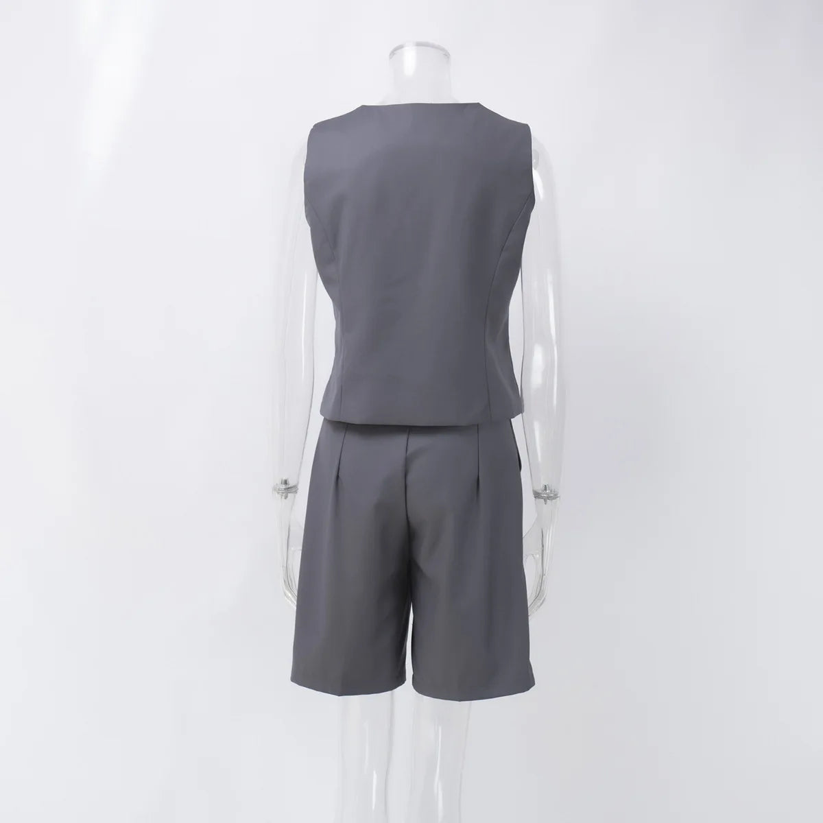 Office Lady Blazer Suits Vintage Two Piece Sets Women Business Sleeveless Vest Tank and Knee Length Shorts 2 Piece Set Outfits