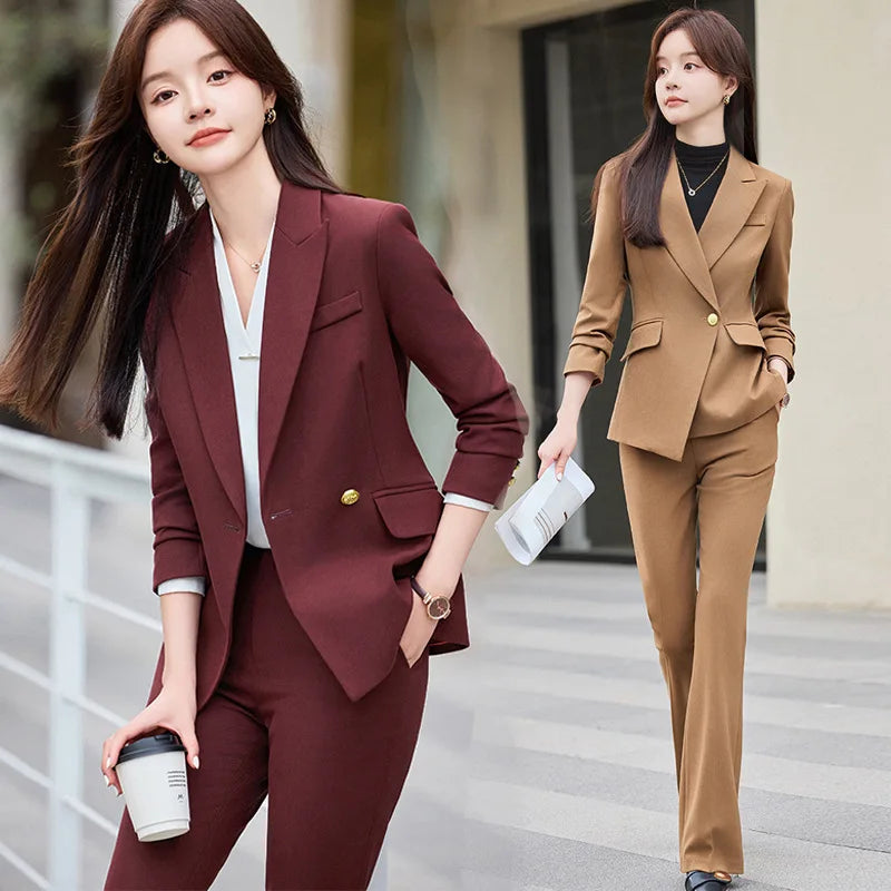Khaki Suit for Women2024New Style Elegant Goddess Commuting Workwear Business Manager Professional Formal Wear