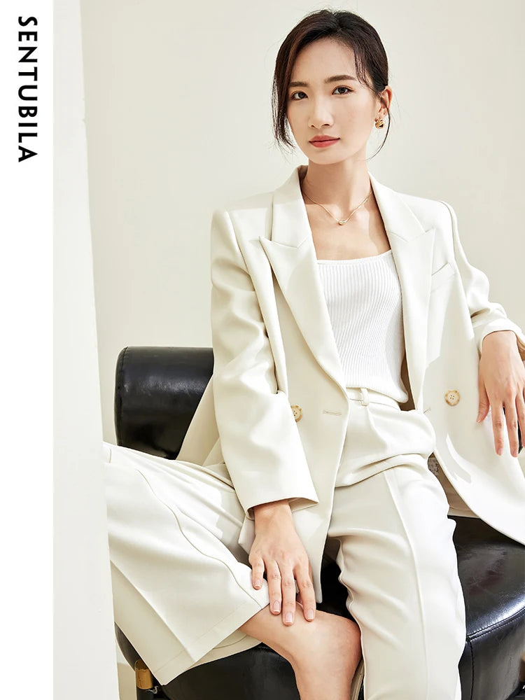 SENTUBILA Blazer Pant Suit Two Piece Set For Women Business Work Outfits 2025 Autumn Elegant Fashion Clothing Sets 133Z49975