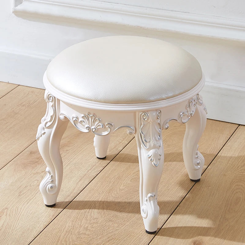 European style low stool modern bedroom stool off-white Hallway ottoman vanity chair makeup Footrest Interior home furniture