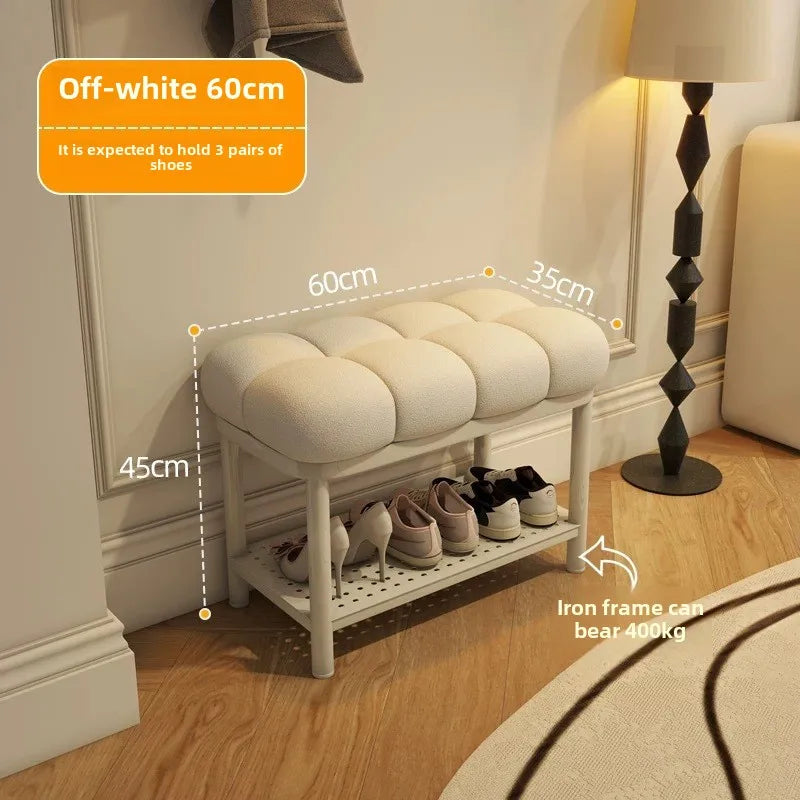 Entrance door, shoe changing stool, seated shoe cabinet, light luxury, creative dressing room, long strip shoe changing stool