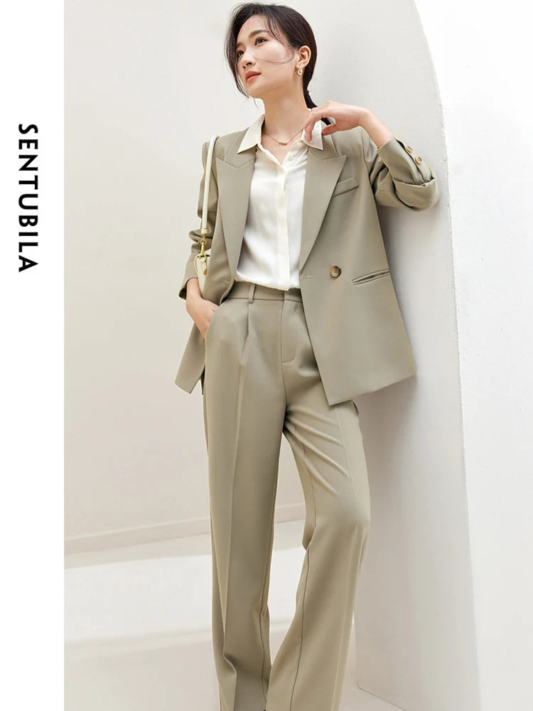 SENTUBILA Blazer Pant Suit Two Piece Set For Women Business Work Outfits 2025 Autumn Elegant Fashion Clothing Sets 133Z49975