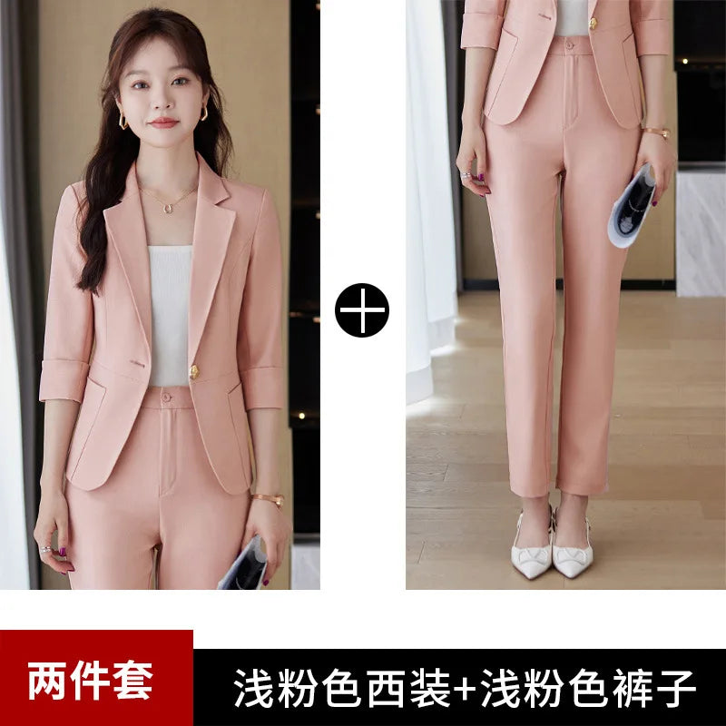 Casual Suit Set for Women, Summer Thin Style, High-End Feel, Petite Commuter, Professional and Elegant High-End Business Formal
