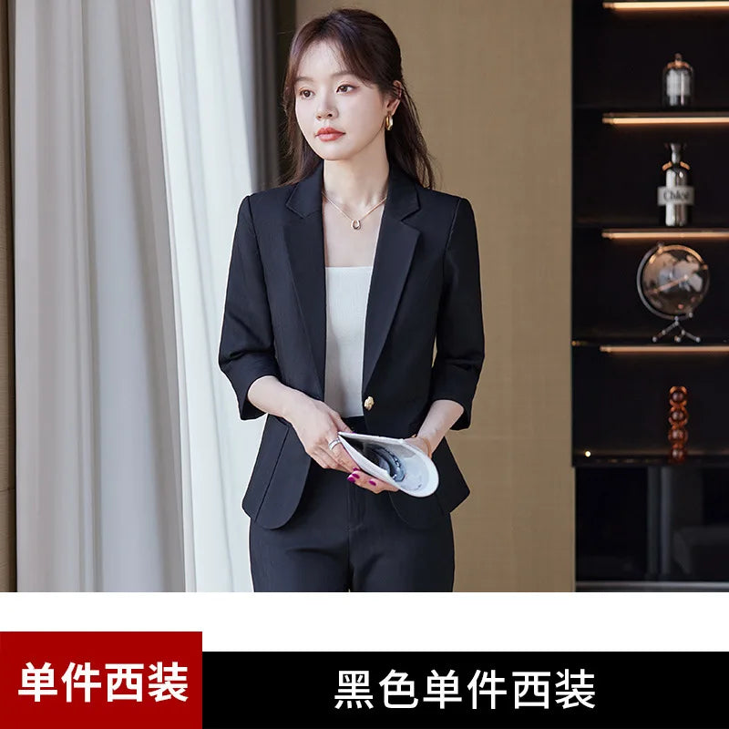 Casual Suit Set for Women, Summer Thin Style, High-End Feel, Petite Commuter, Professional and Elegant High-End Business Formal