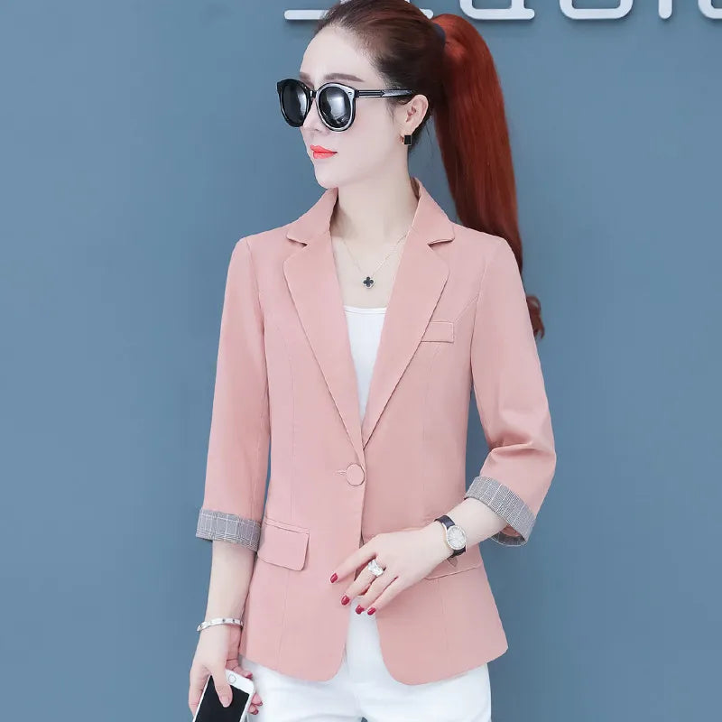 Spring Summer Women Blazers Jackets Casual Business Office Lady Blazer Suit Thin 3/4 Sleeve Coat Outwear Clothes Female Tops 749