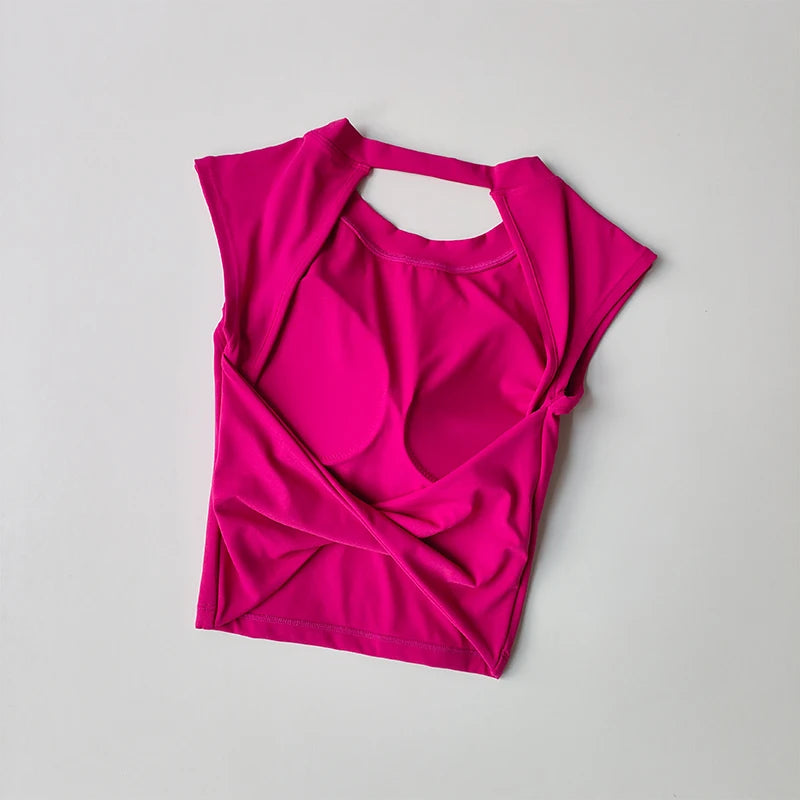 Sexy Short Backless Fixed Chest Pad Sports T-shirt Vest Women's Tight