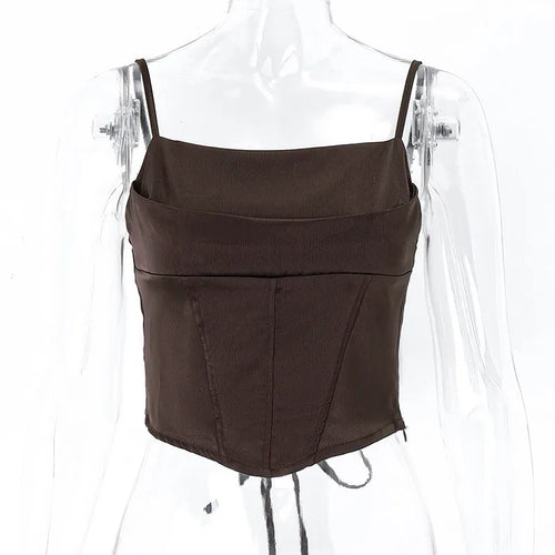 Spaghetti Strap Tank Top Sexy Backless Bandage Skinny Crop Tops Summer
