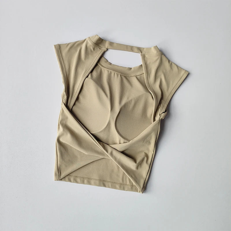 Sexy Short Backless Fixed Chest Pad Sports T-shirt Vest Women's Tight
