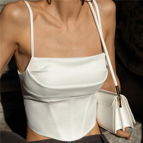 Spaghetti Strap Tank Top Sexy Backless Bandage Skinny Crop Tops Summer