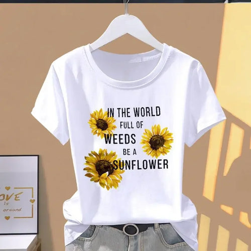 Women Print Floral Sports Fashion Casual Explosive Short Sleeve