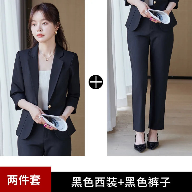 Casual Suit Set for Women, Summer Thin Style, High-End Feel, Petite Commuter, Professional and Elegant High-End Business Formal