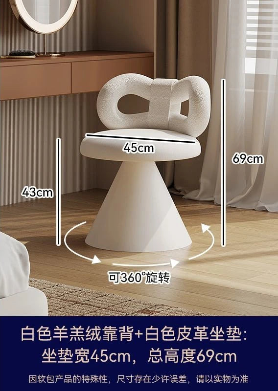 Middle Ancient Style Rotatable Bedroom Dressing Stool, Internet Famous Dressing Chair,Dressing Table, Bow Shaped Vanity Stools