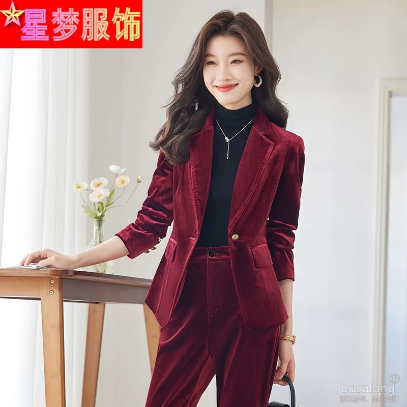 Business White-collar Sales Suit Executive President Workwear Hotel Velvet Professional Women's Suit Formal Suit