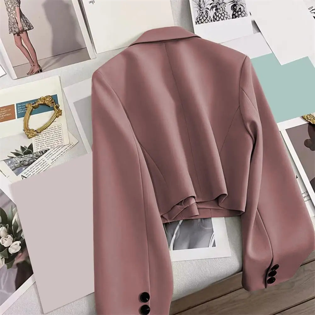 Casual Business Style Suit Coat Solid Color Suit Coat Elegant Women's Lapel Suit Coat with Single Button Closure Long for Casual